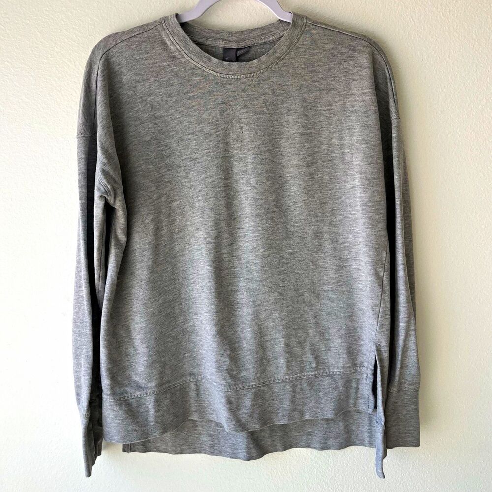 Sweaty Betty Escape Women's Gray Solid Crewneck Fleece Pullover Sweatshirt S